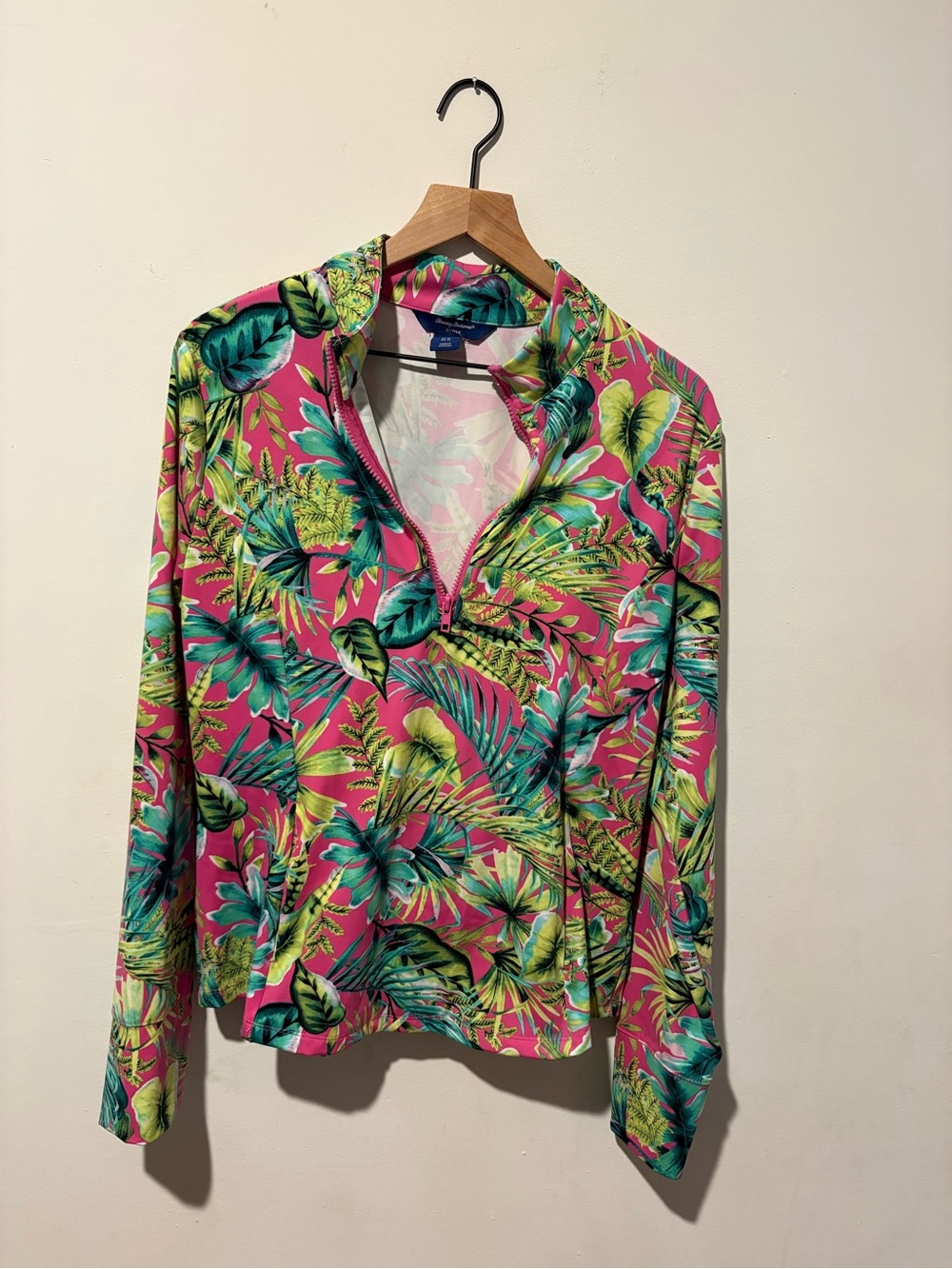 XL Tommy Bahama Pink Tropical Half-Zip Pullover